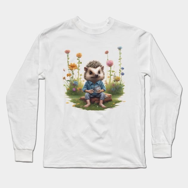 Cute Hedgehog Long Sleeve T-Shirt by JnS Merch Store